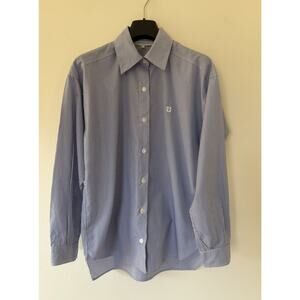 Gerard Darel blue white striped button up shirt Classic Preppy Size Small (1)